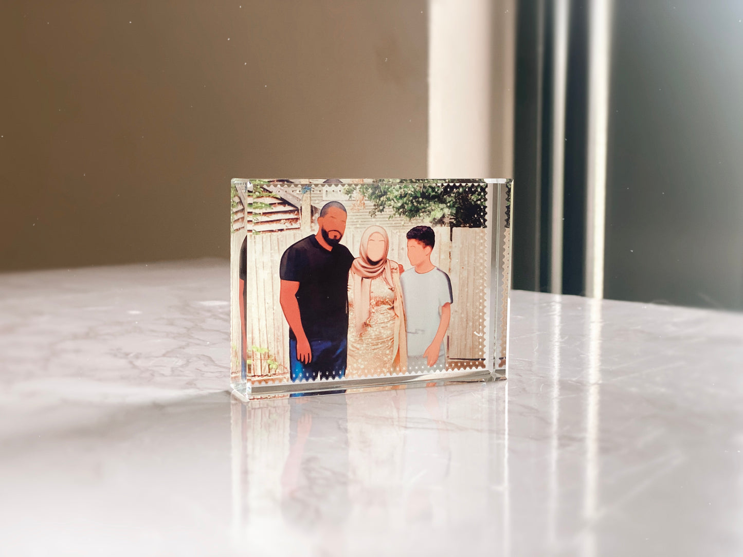 Personalised Illustration Faceless Portrait Acrylic Crystal Block with Gift Box and Cloth 8x6cm