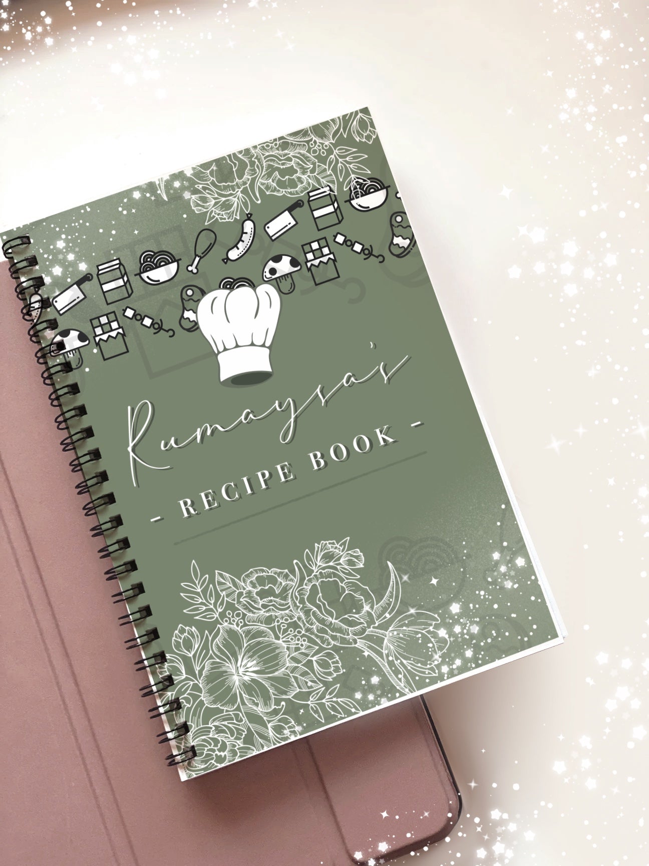 Hardback Cook Book Recipe Book Personalised Journal Notebook available in multiple colours