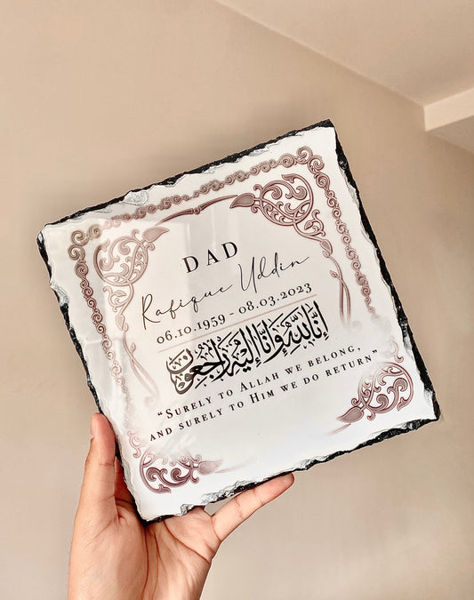 Memorial Personalised Islamic Slate with Stand (20x20cm)