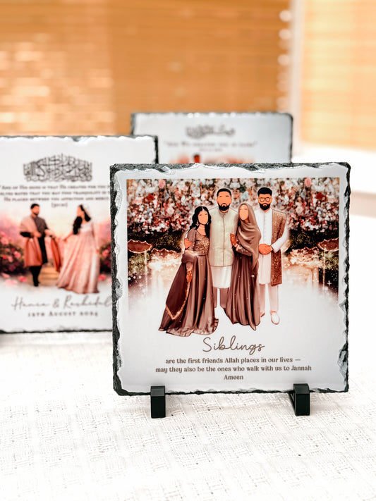 Custom Illustration Faceless Portrait Slate and Stand