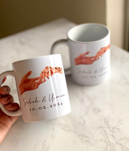 Set of 2 Personalized Couple Henna Hands Mug