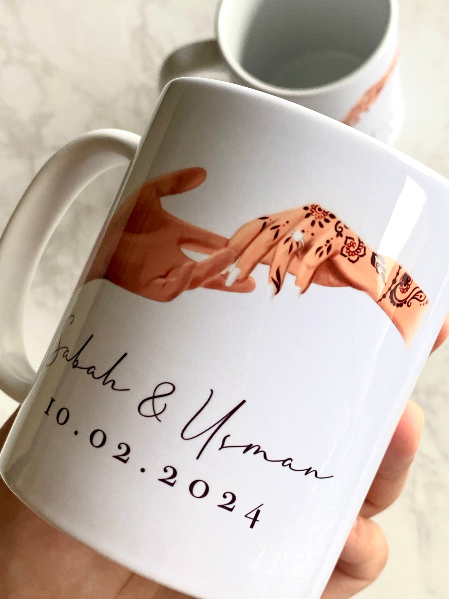 Set of 2 Personalized Couple Henna Hands Mug
