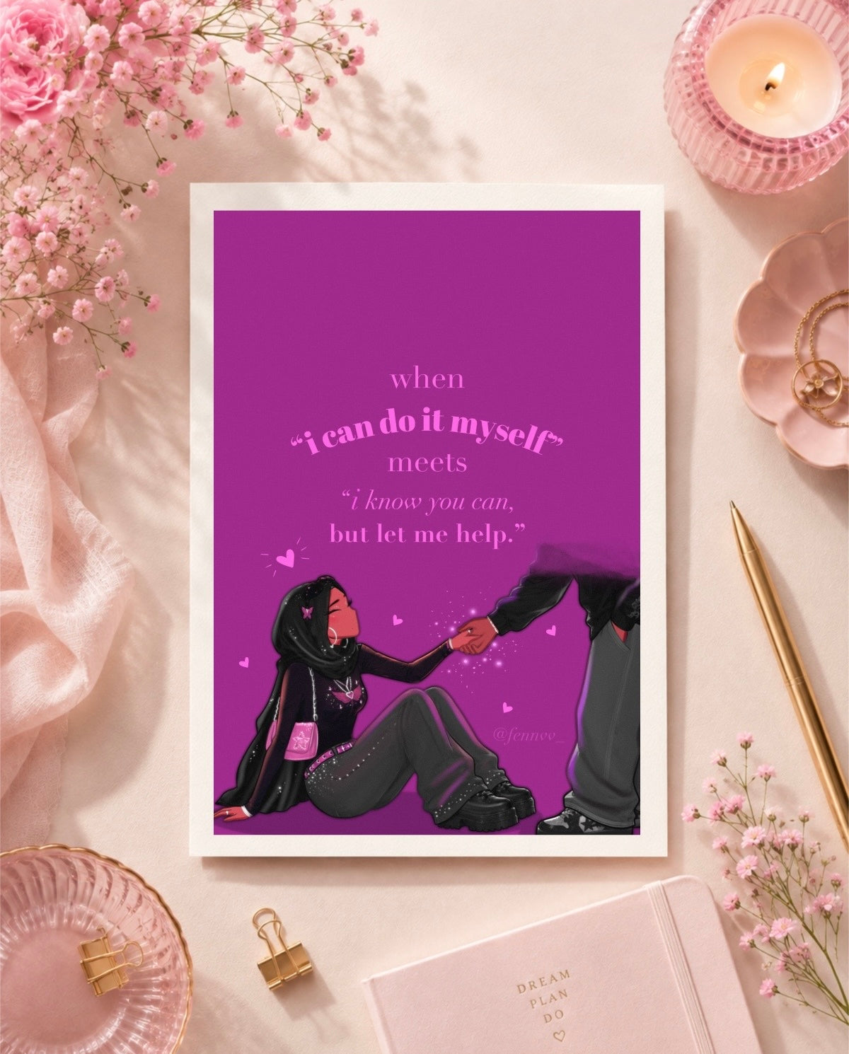 Set of 5 x A5 Islamic Girly Art Prints, Women’s Motivational Quotes, Muslimah Gift