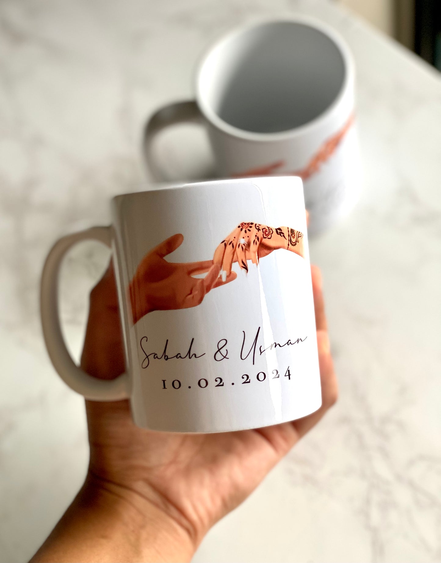 Set of 2 Personalized Couple Henna Hands Mug