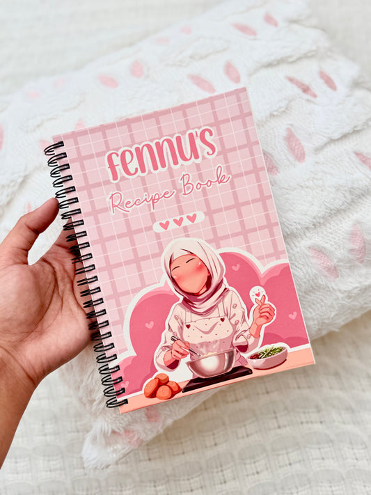 Hardback Personalised Skin Tone Hijabi Cook Book Recipe Book Journal Notebook available in multiple colours