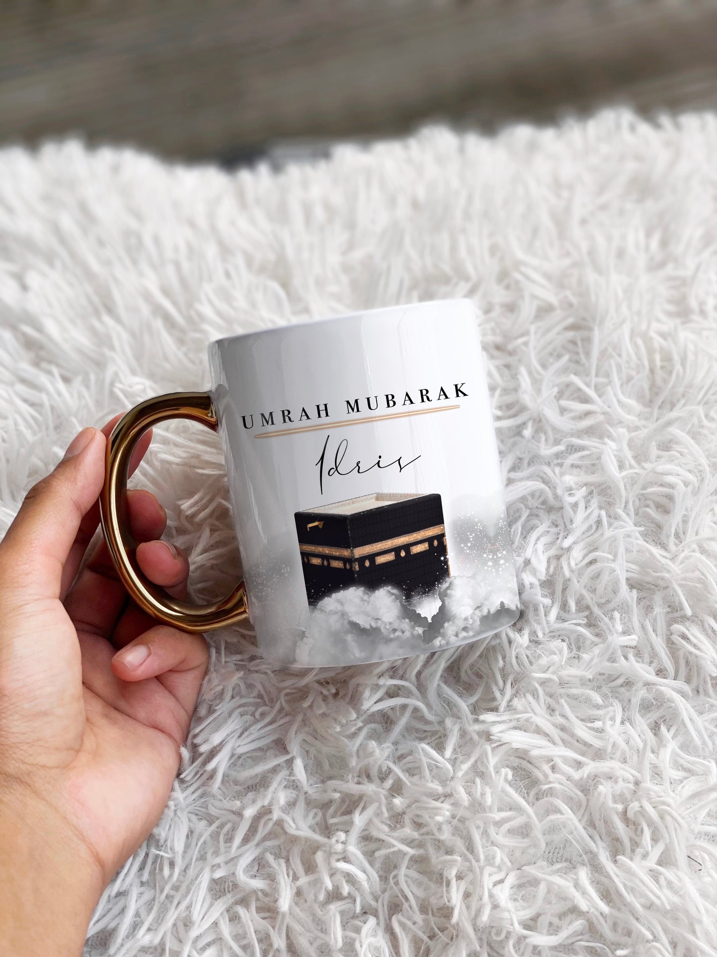 Umrah Gift Umrah Mubarak Personalised Gold Handle Mug