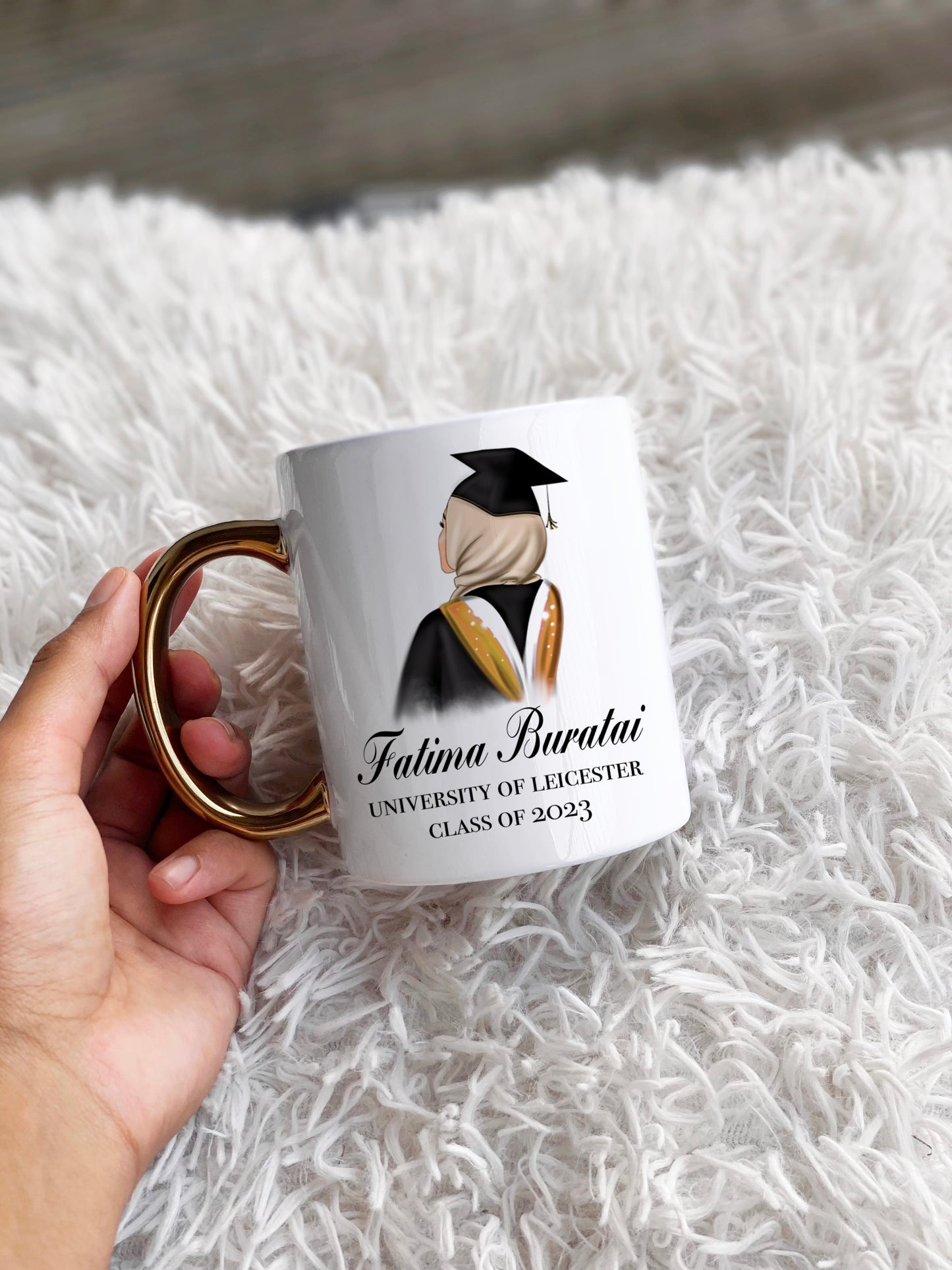 Hijabi Graduation Personalised Gold Handle Mug
