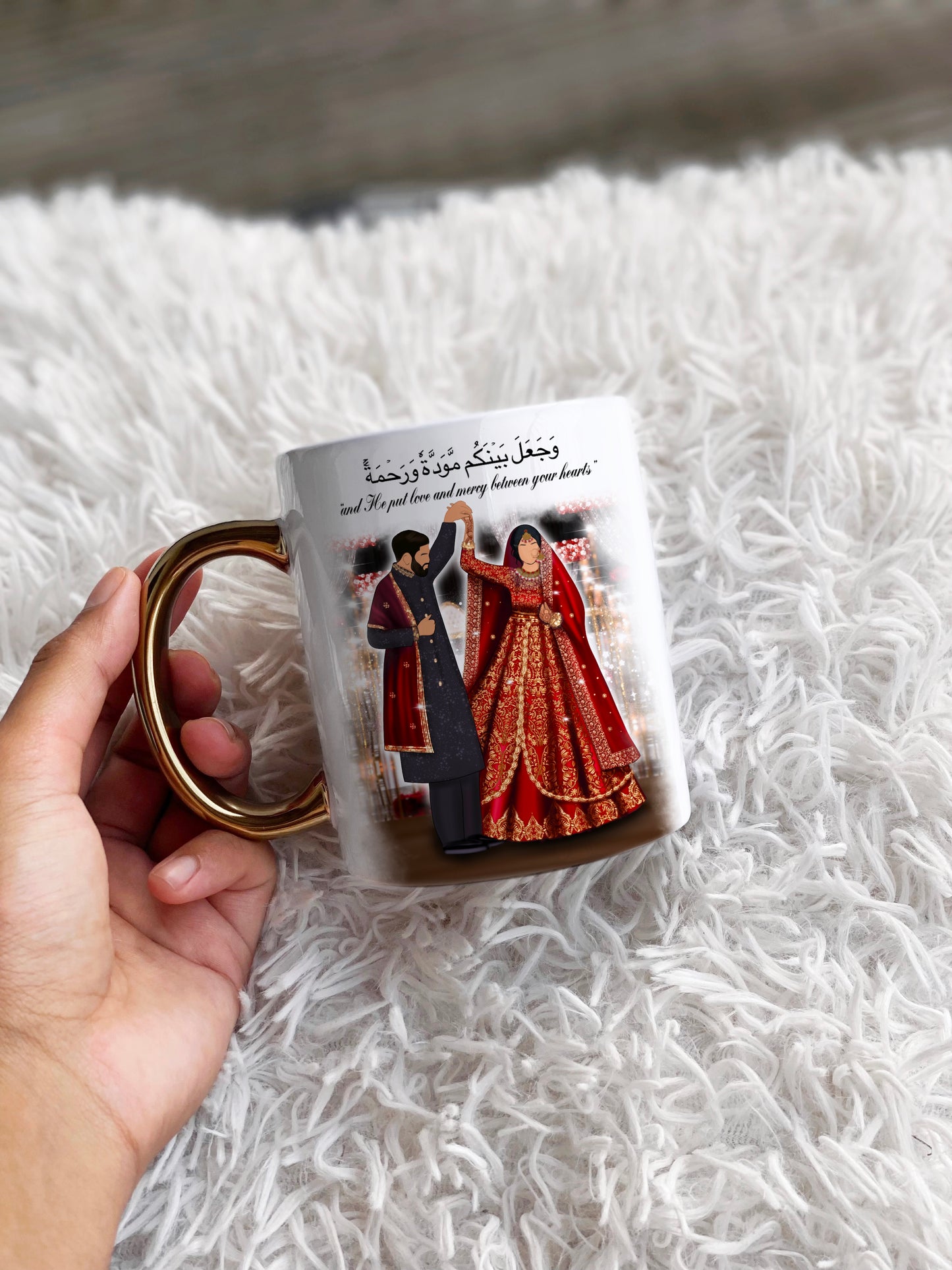 Custom Illustrated Portrait Gold Handle Mug