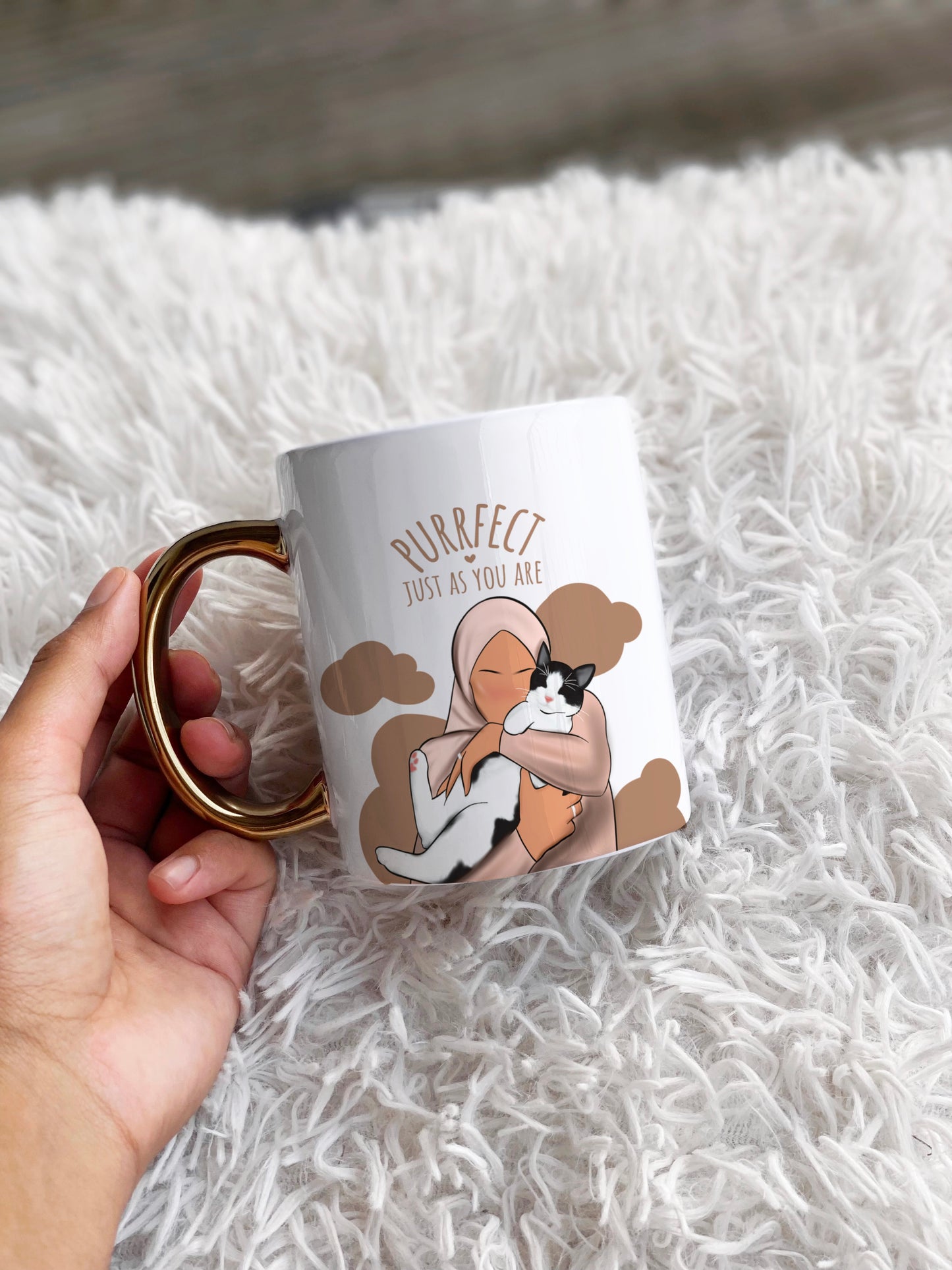 Hijabi Cat Mum Gold Handle Mug