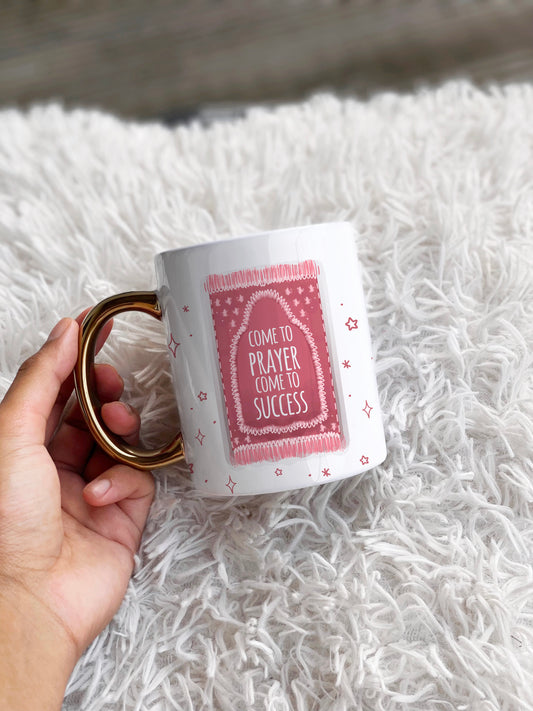 Come to Prayer Pink Musallah Gold Handle Mug