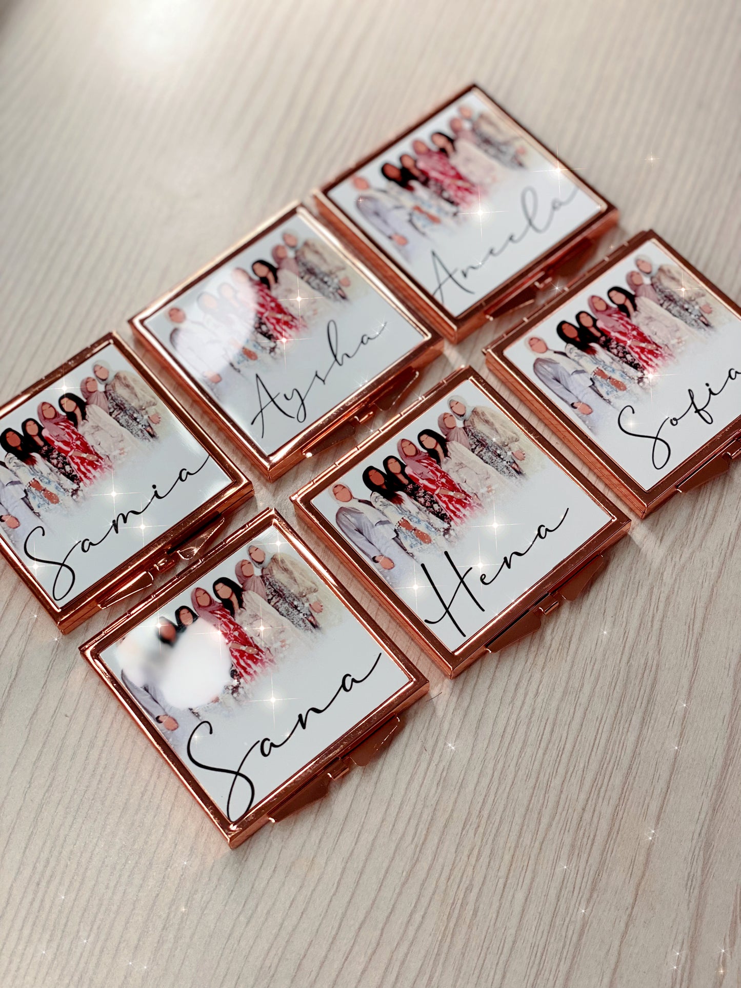 Custom Illustrated Portrait Rose Gold Mirror