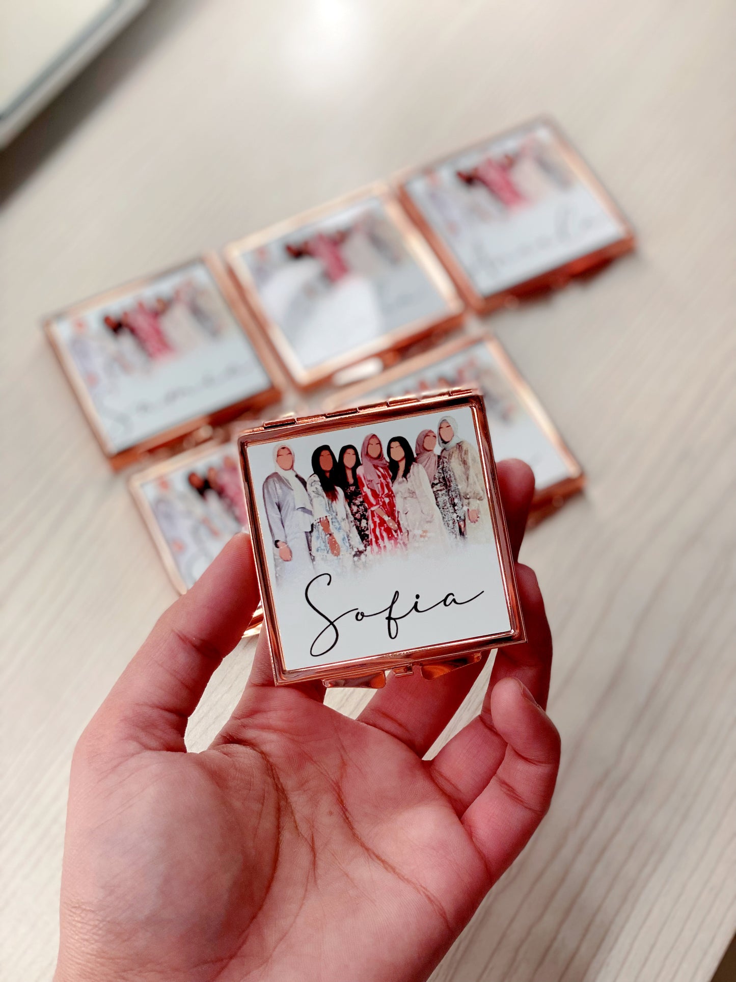 Custom Illustrated Portrait Rose Gold Mirror