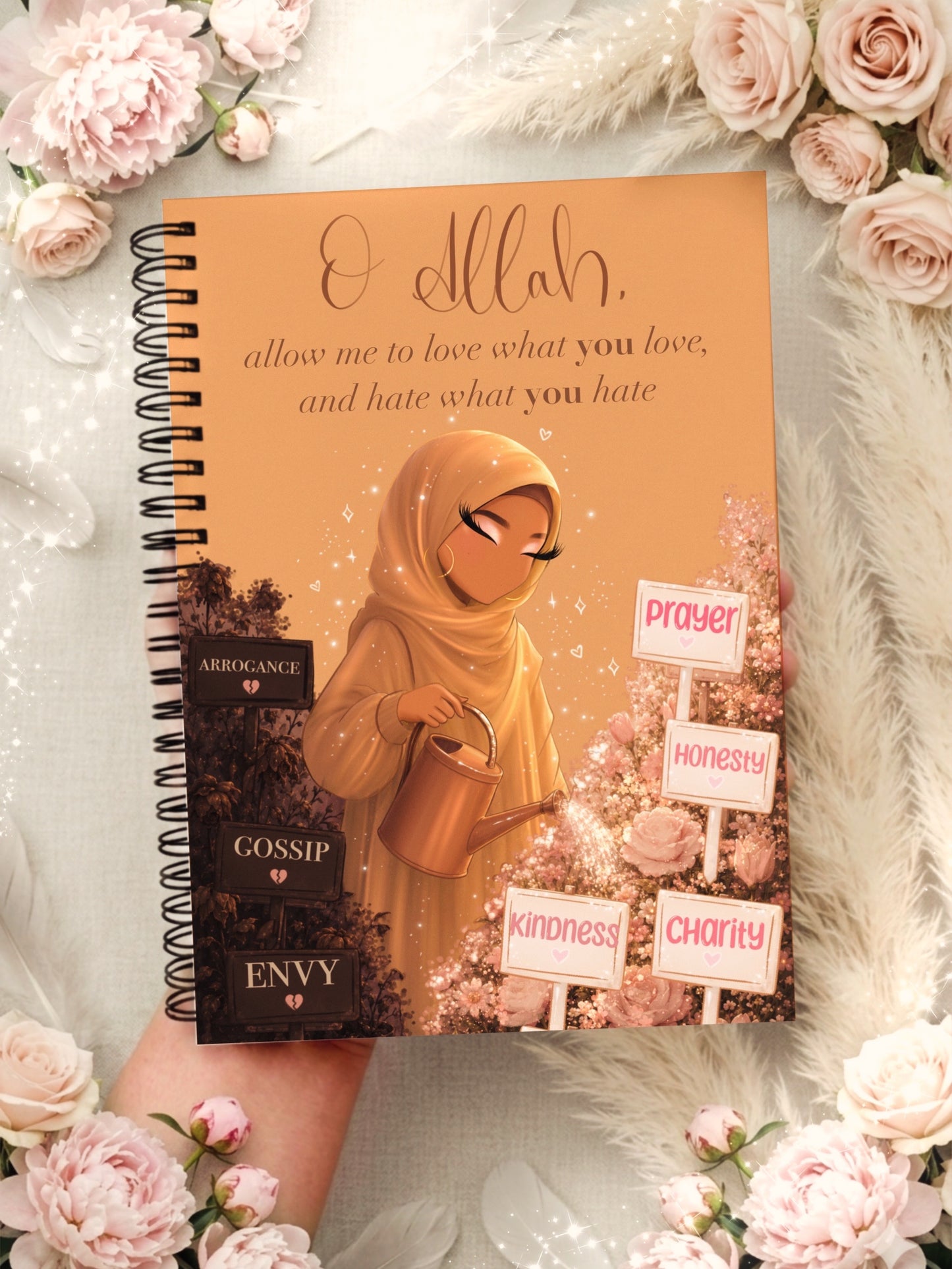 Islamic A5 Spiral Notebook: Hijabi Watering Plants Quote, Lined Stationary