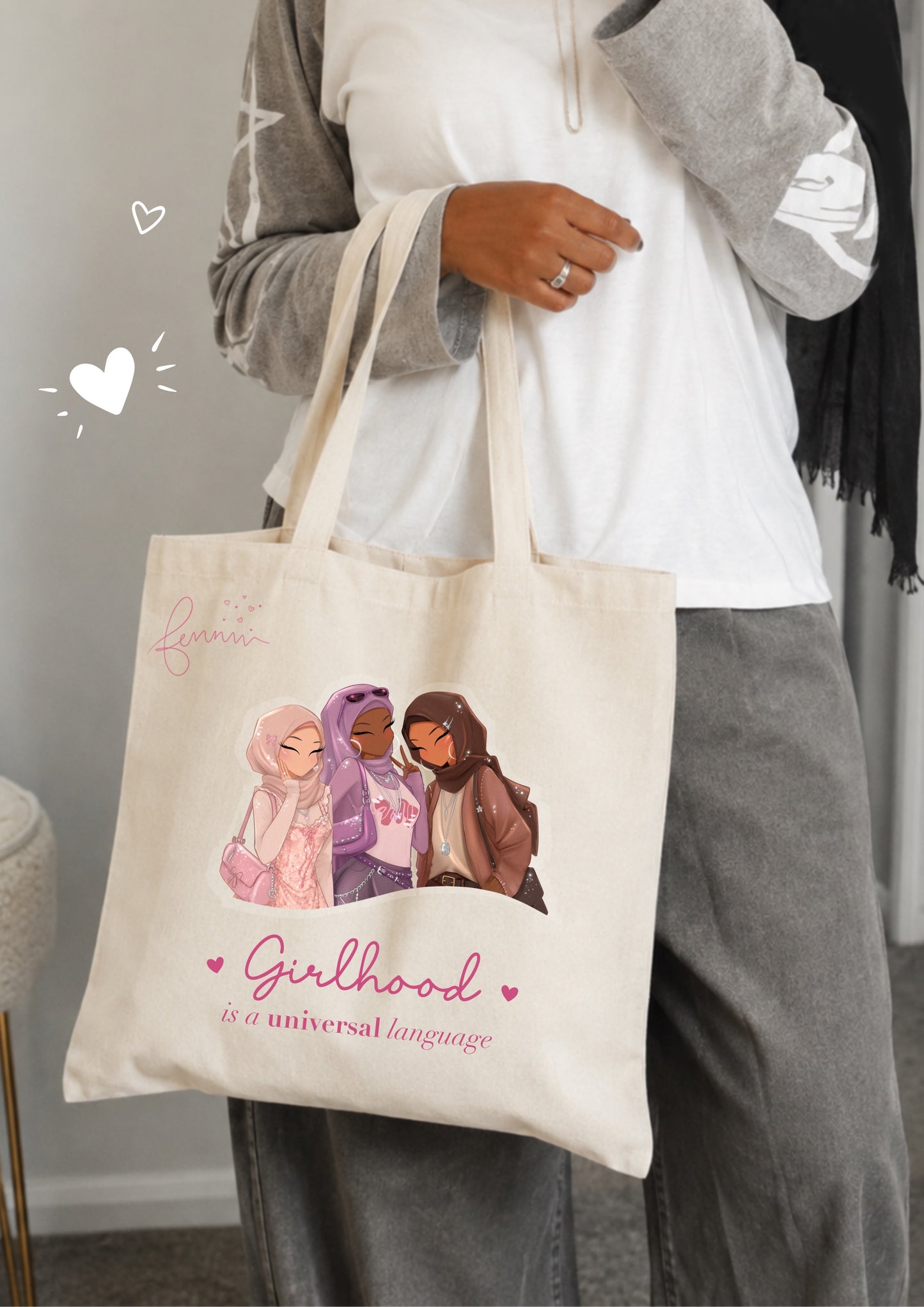 Hijabi Girlhood Quote Tote Bag 40x40cm