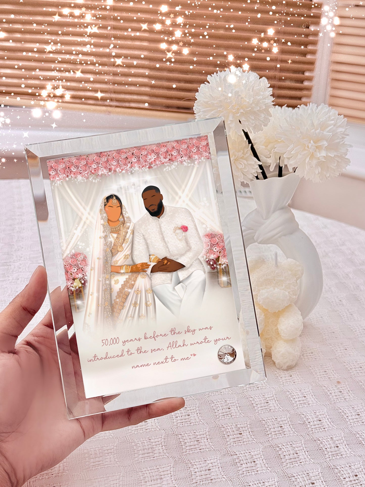 Custom Heavyweight Illustration Faceless Portrait Crystal Glass Frame 18x13cm