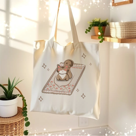 Kitty Prayer Mat Islamic Cream Canvas Tote Bag