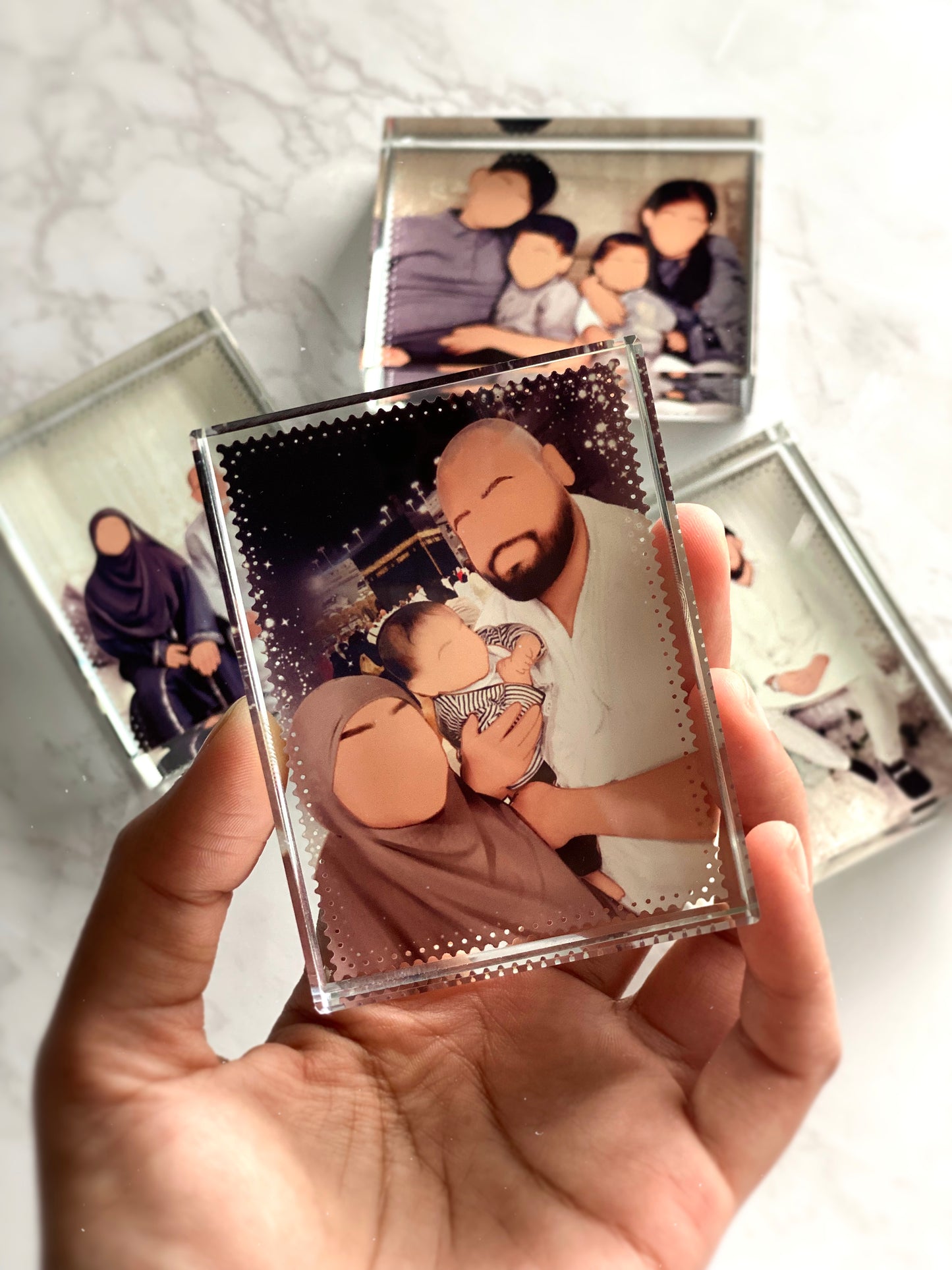 Personalised Illustration Faceless Portrait Acrylic Crystal Block with Gift Box and Cloth 8x6cm