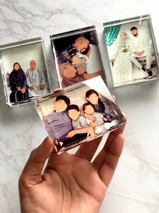 Personalised Illustration Faceless Portrait Acrylic Crystal Block with Gift Box 8x6cm