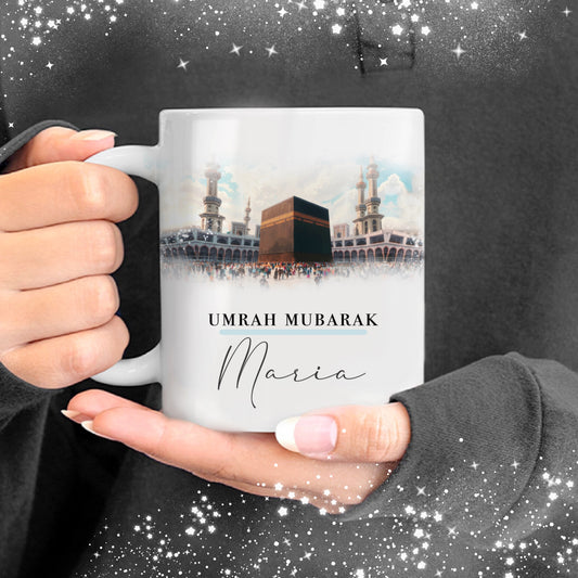 Personalised Umrah Mubarak Blue Mug