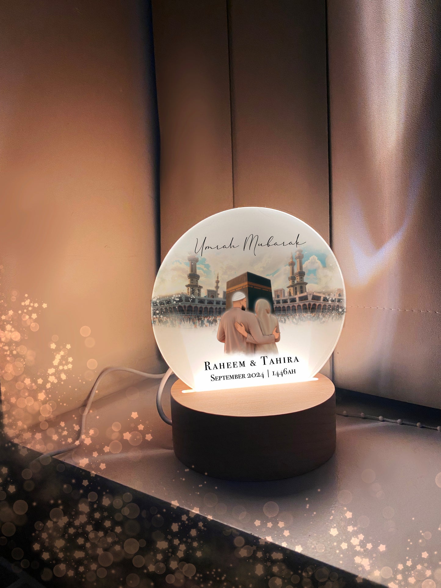 Umrah Gift Umrah Mubarak Couples Lamp with Personalised Names (12x13cm)