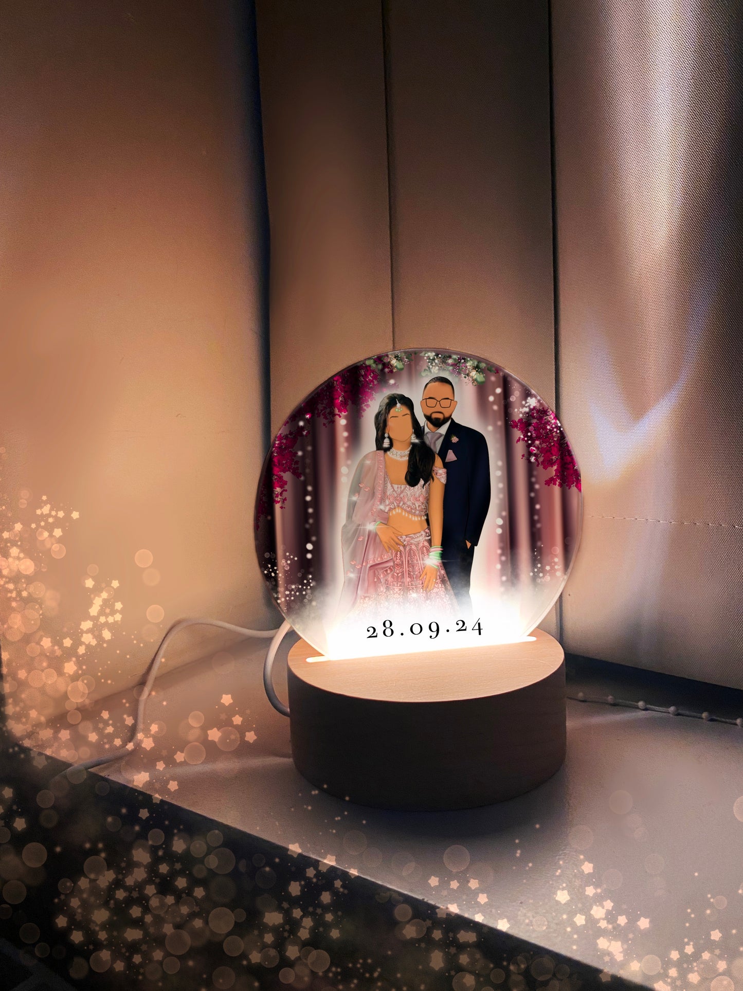 Custom Illustration Faceless Portrait Acrylic Lamp 12x13cm