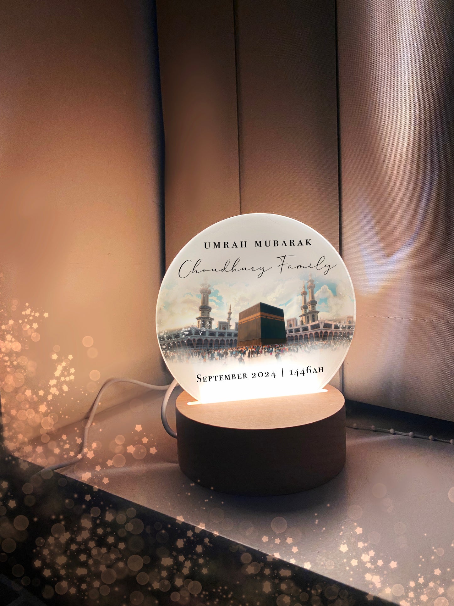 Umrah Gift Umrah Mubarak Lamp with Personalised Names (12x13cm)