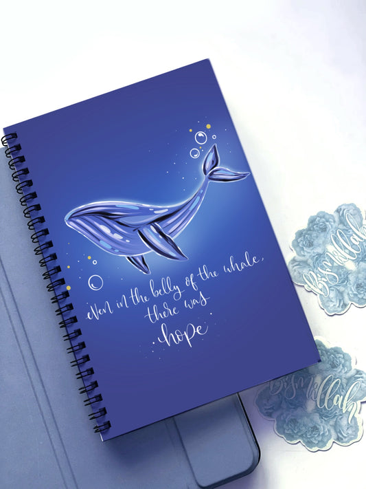 A5 Blue Whale Hardback Spiral Lined Notebook