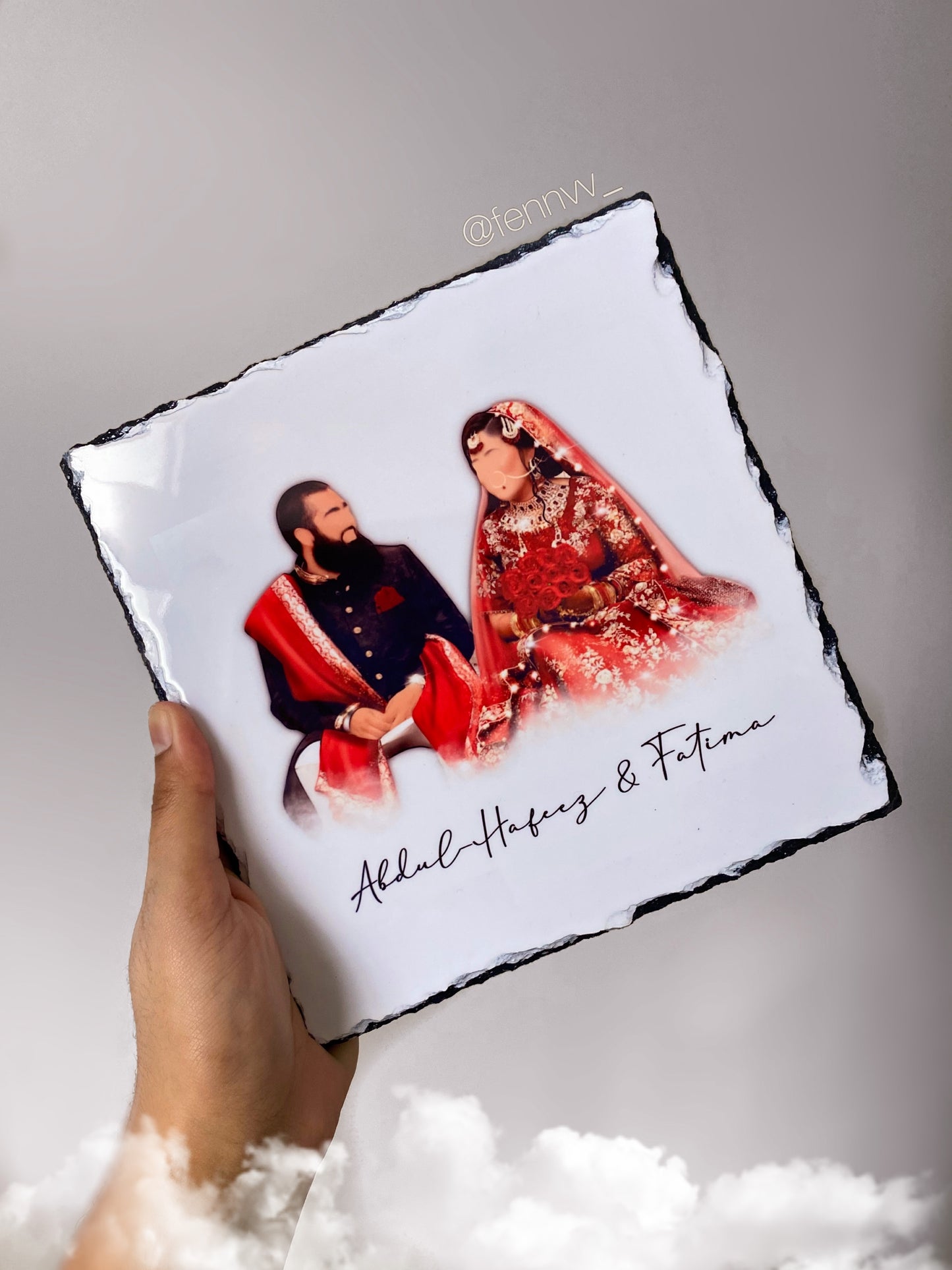 Custom Illustration Faceless Portrait Slate and Stand