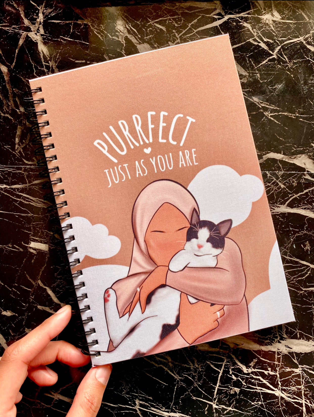 Cat Hijabi Quote Spiral Lined Notebook