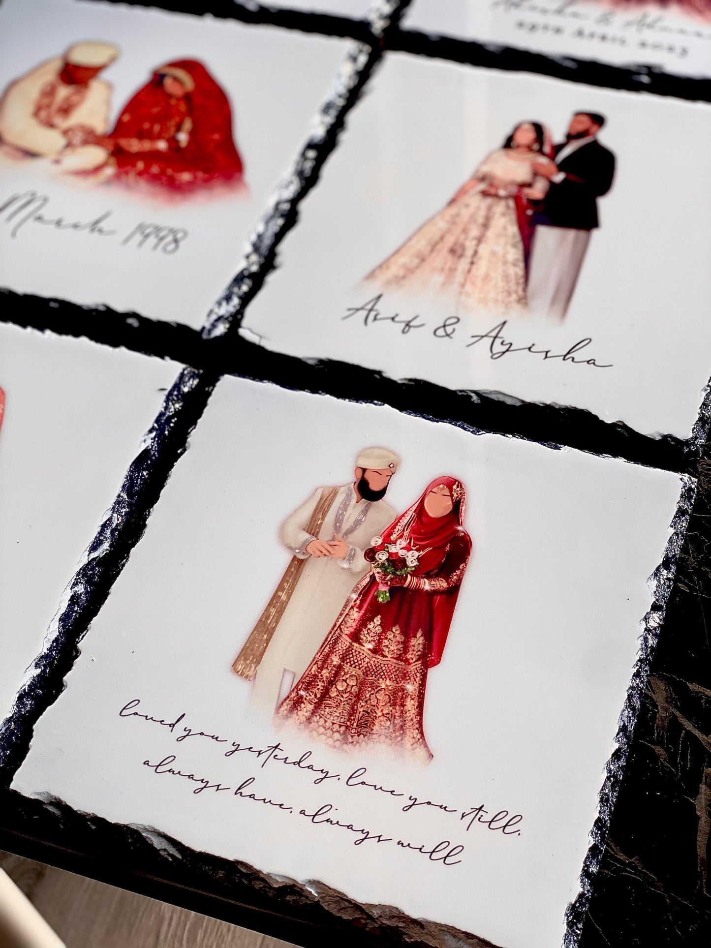 Custom Illustration Faceless Portrait Slate and Stand