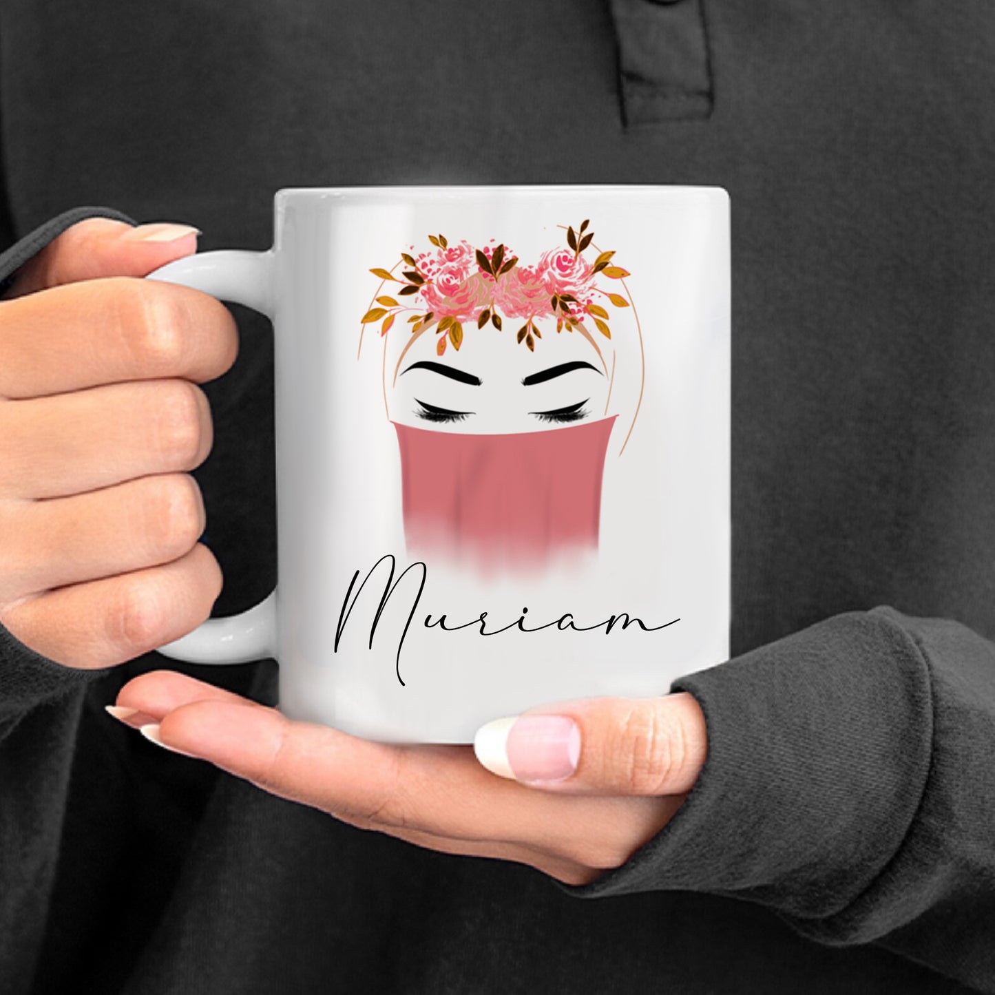 Floral Niqab Personalised Name Mug