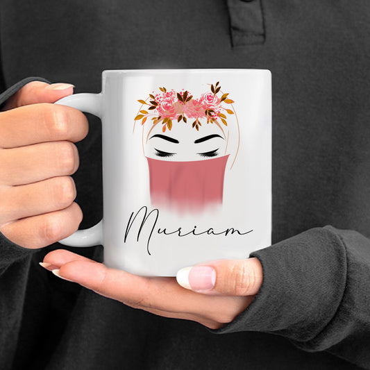 Floral Niqab Personalised Name Mug