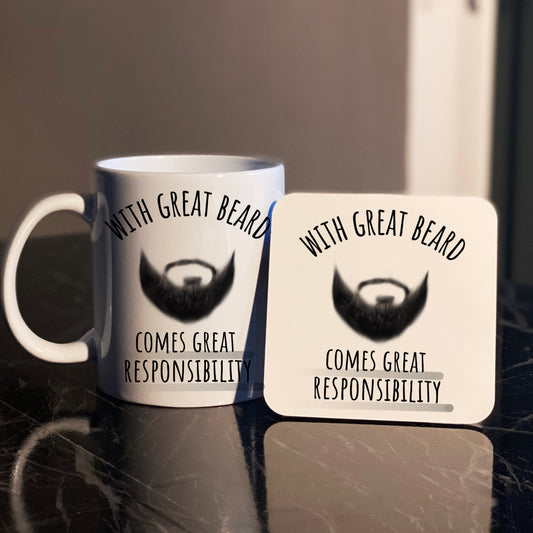 Mens Beard Quote Mug & Coaster