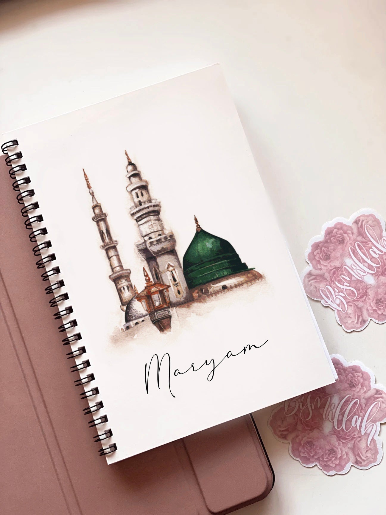 Islamic Personalised Masjid An Nabawiy Hajj Umrah Journal A5 Spiral Bound Notebook