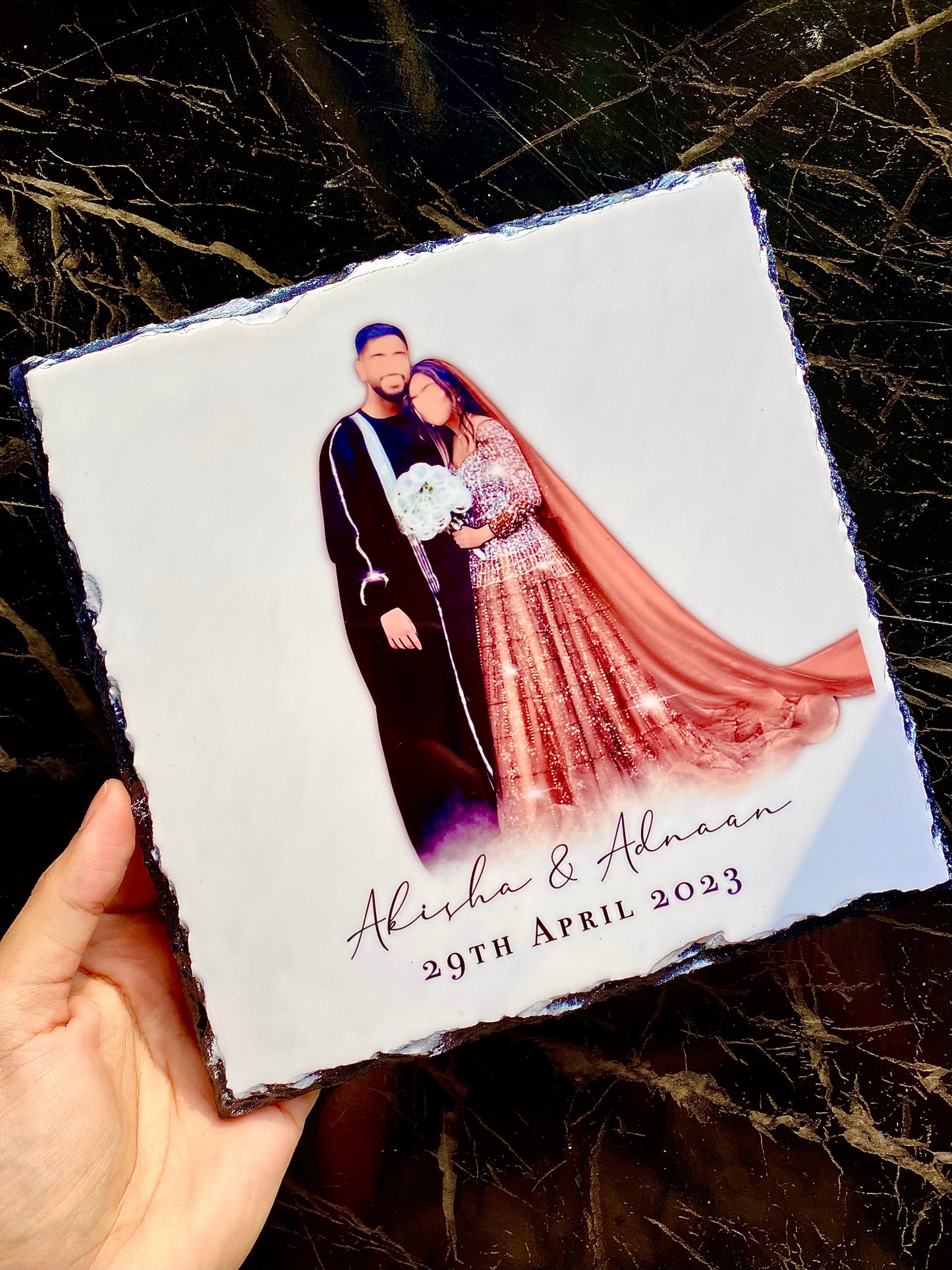 Custom Illustration Faceless Portrait Slate and Stand