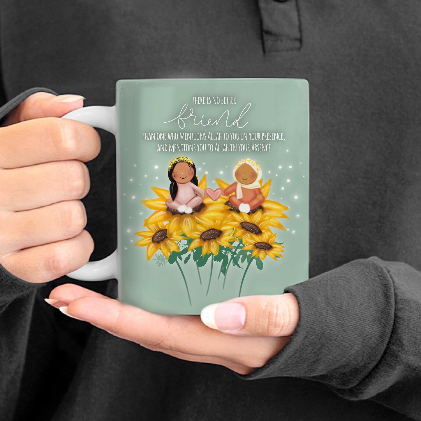 Friendship Hijabi Sage Green Sunflower Mug