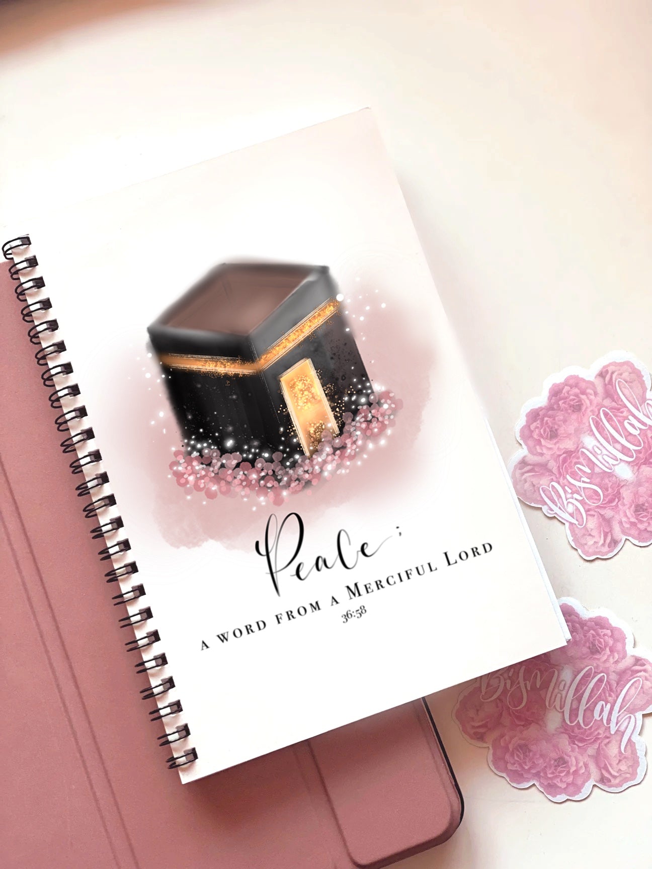 A5 Qur’anic Quote Floral Kabah Spiral Lined Notebook