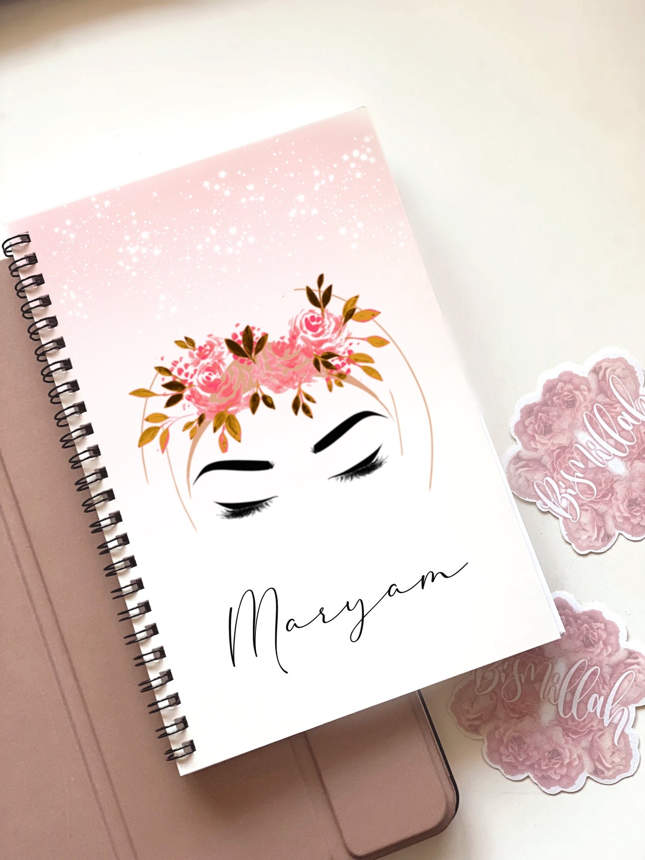 Islamic Personalised Floral Hijabi Journal A5 Spiral Bound Notebook