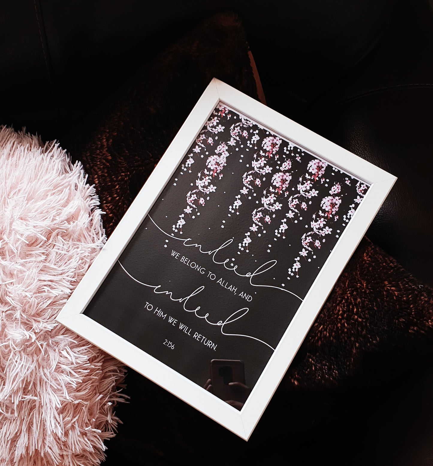 Qur’an 2:156 Black Cherry Blossom Print