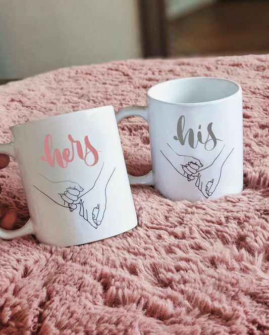 Set of 2 Personalized Couples Illustrated Hands Mugs