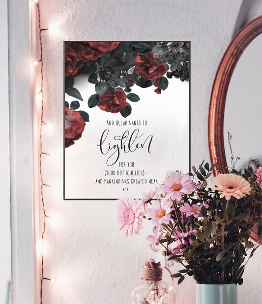 Qur’an 4:28 Rose Print