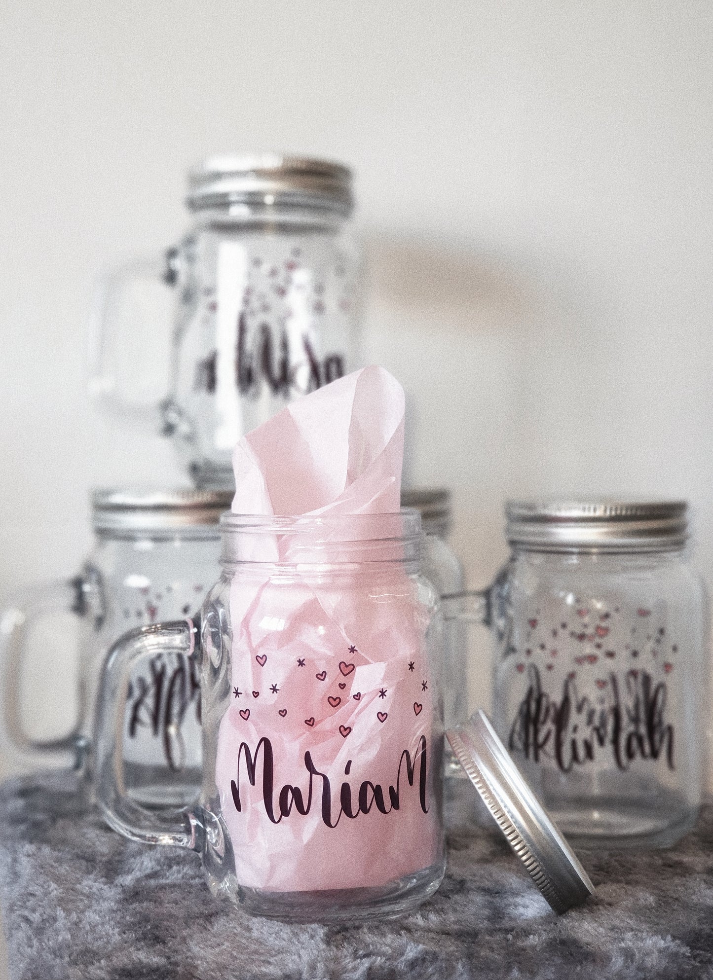Personalised Mason Jar Mug with Straw-Hole Lid