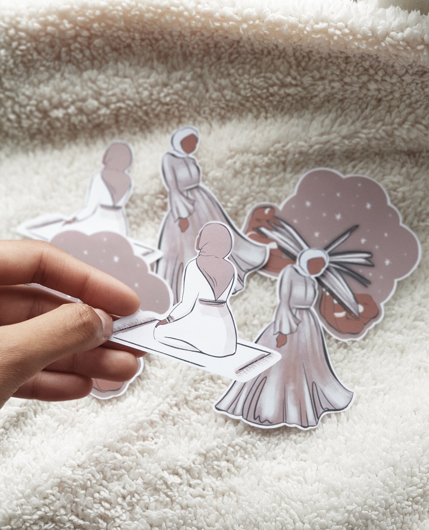 Pack of 6 Mauve Muslimah Stickers (Optional Skin Tone)