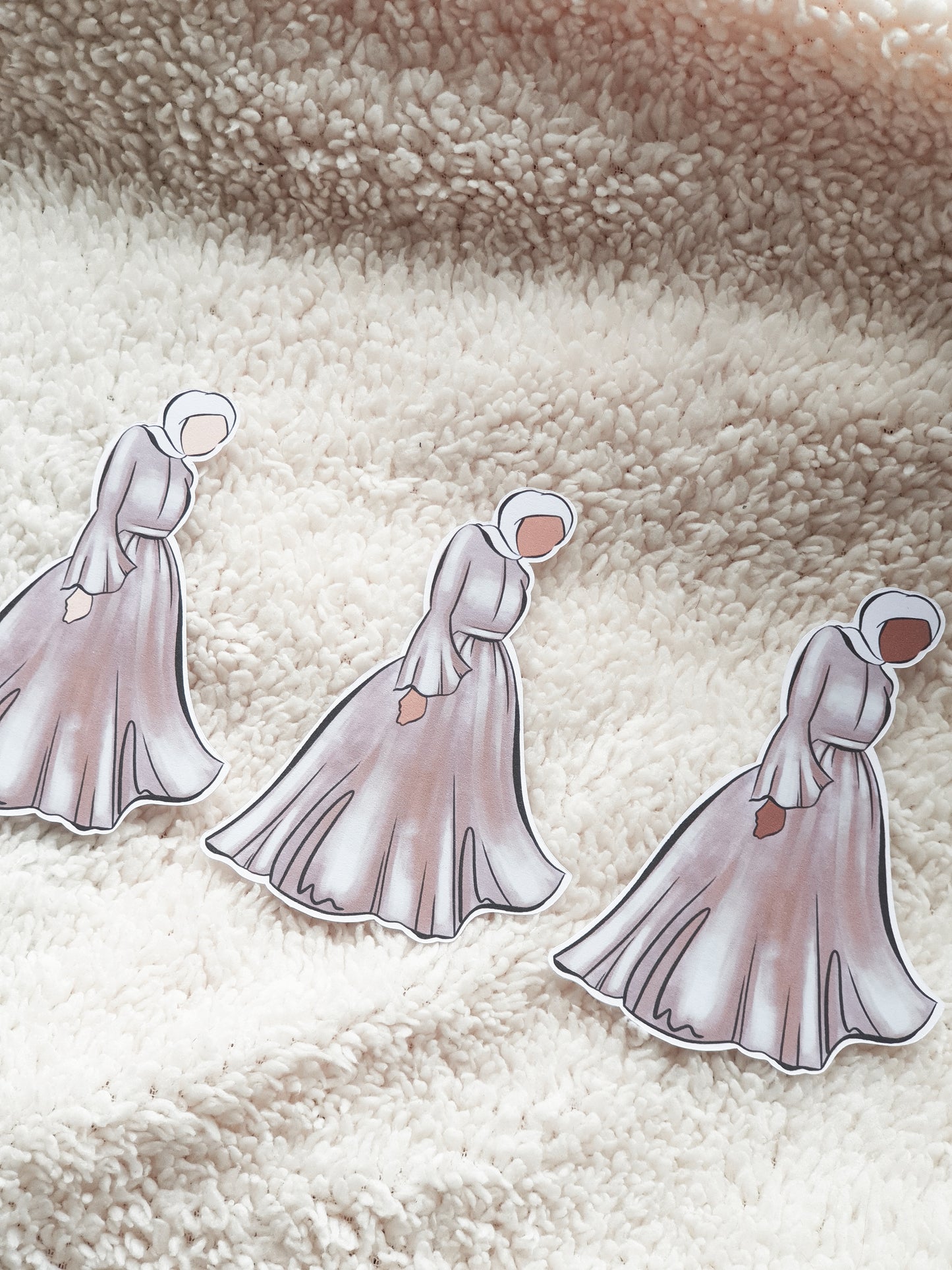 Pack of 6 Mauve Muslimah Stickers (Optional Skin Tone)