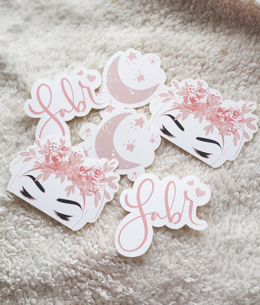 Pack of 6 Floral Hijabi Themed Islamic Stickers