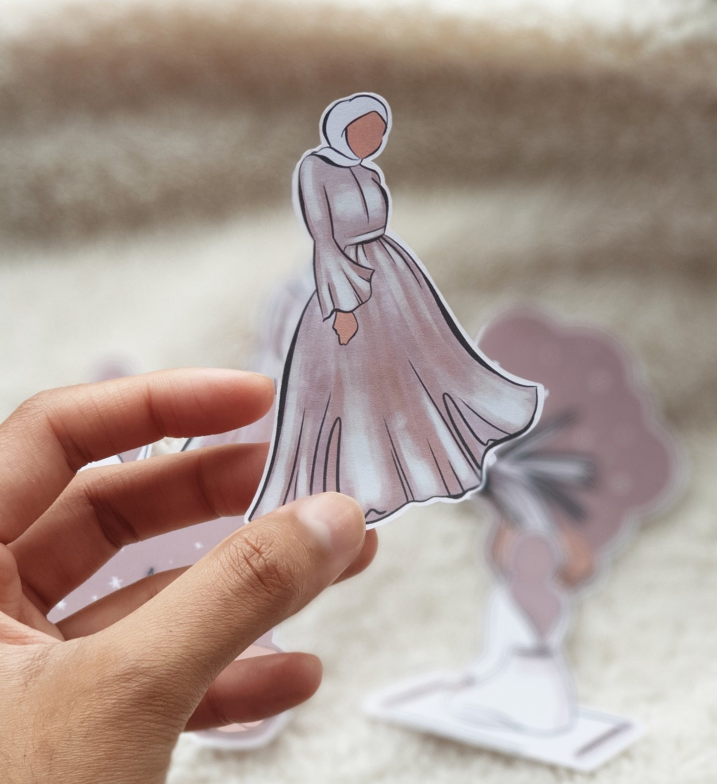 Pack of 6 Mauve Muslimah Stickers (Optional Skin Tone)