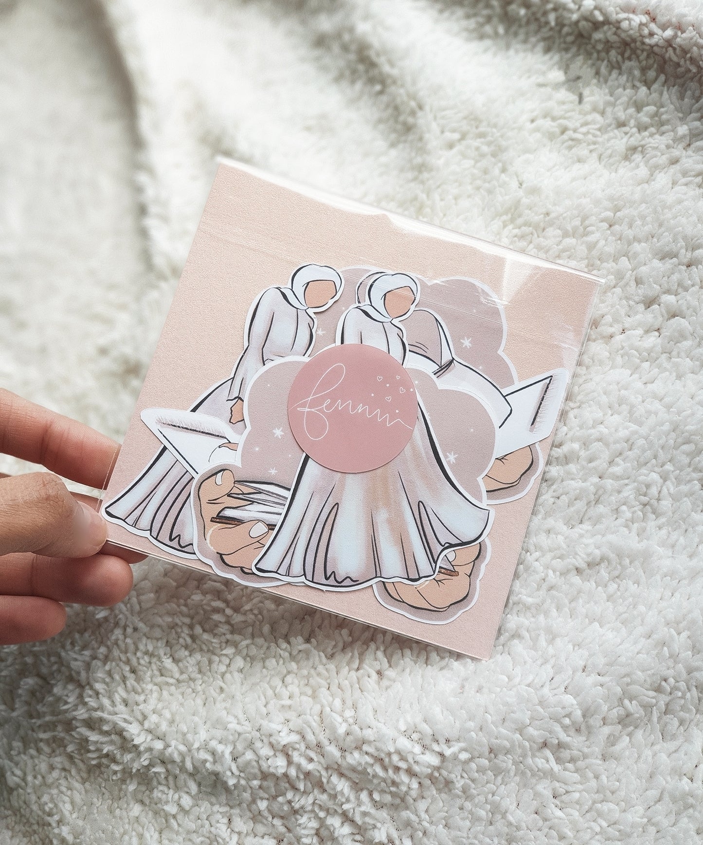 Pack of 6 Mauve Muslimah Stickers (Optional Skin Tone)