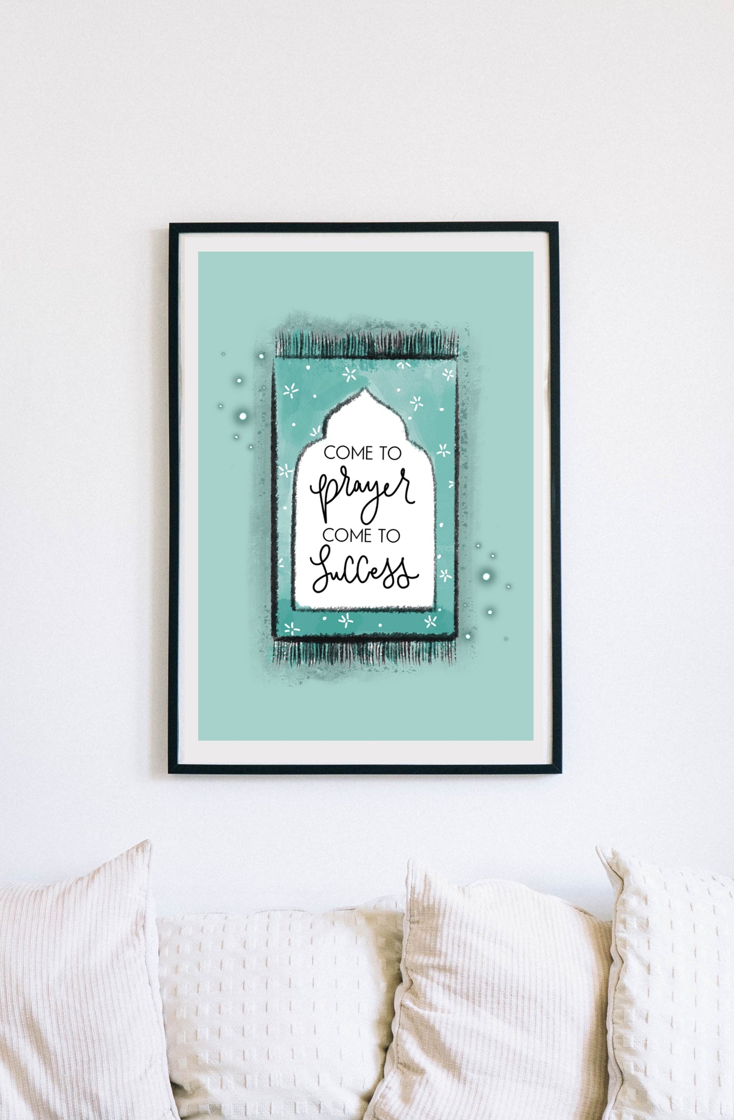 Come To Prayer Teal Mat Print
