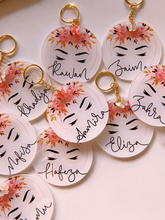 Personalised Name Floral Hijabi Acrylic Keychain