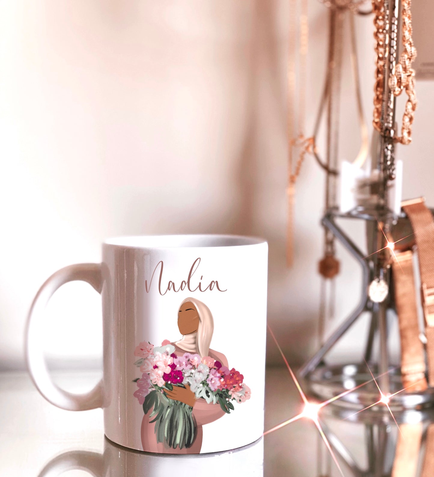 Floral Hijabi Personalised Name Mug